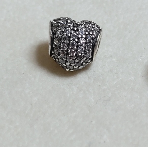 PANDORA Clear Pave Heart Charm Sterling Silver - Picture 6 of 7